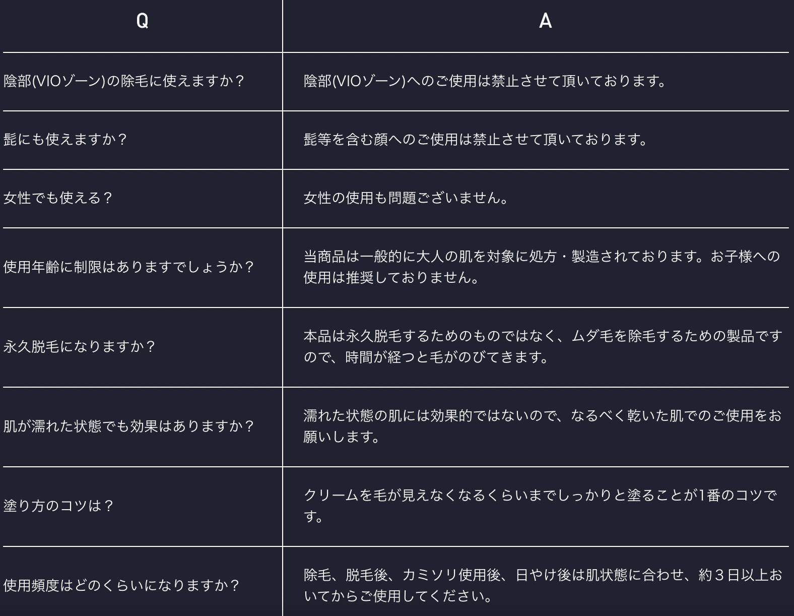 アンファー除毛クリーム公式Q＆A